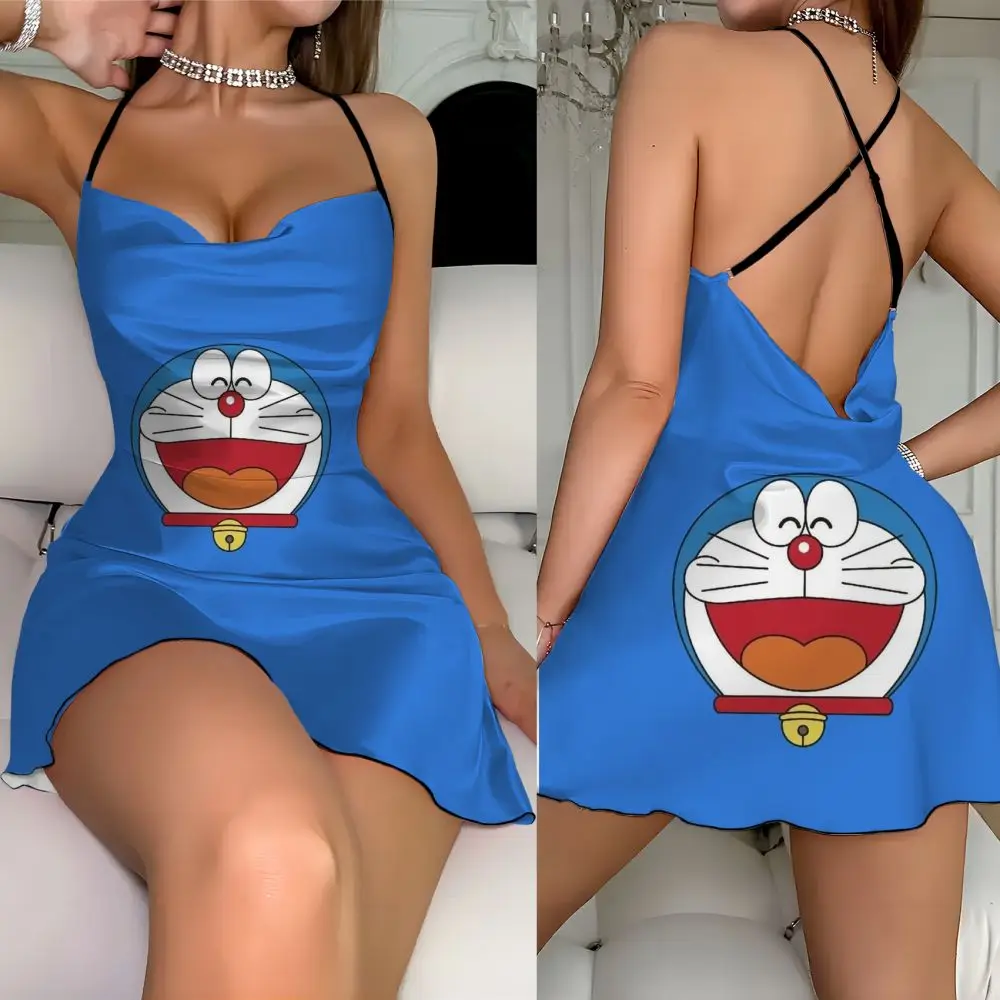 Summer cute sexy dress Elegant party dress for women pure sex style Doraemon element print Fashion summer ladies