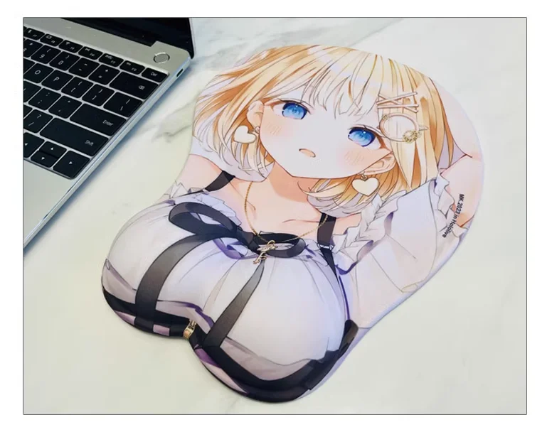 Game Anime Hololive Watson Amelia Theme Sexy 3D Chest Soft Gel Gaming Mouse Pad Wrist Rest Mice Mat Cosplay Gift