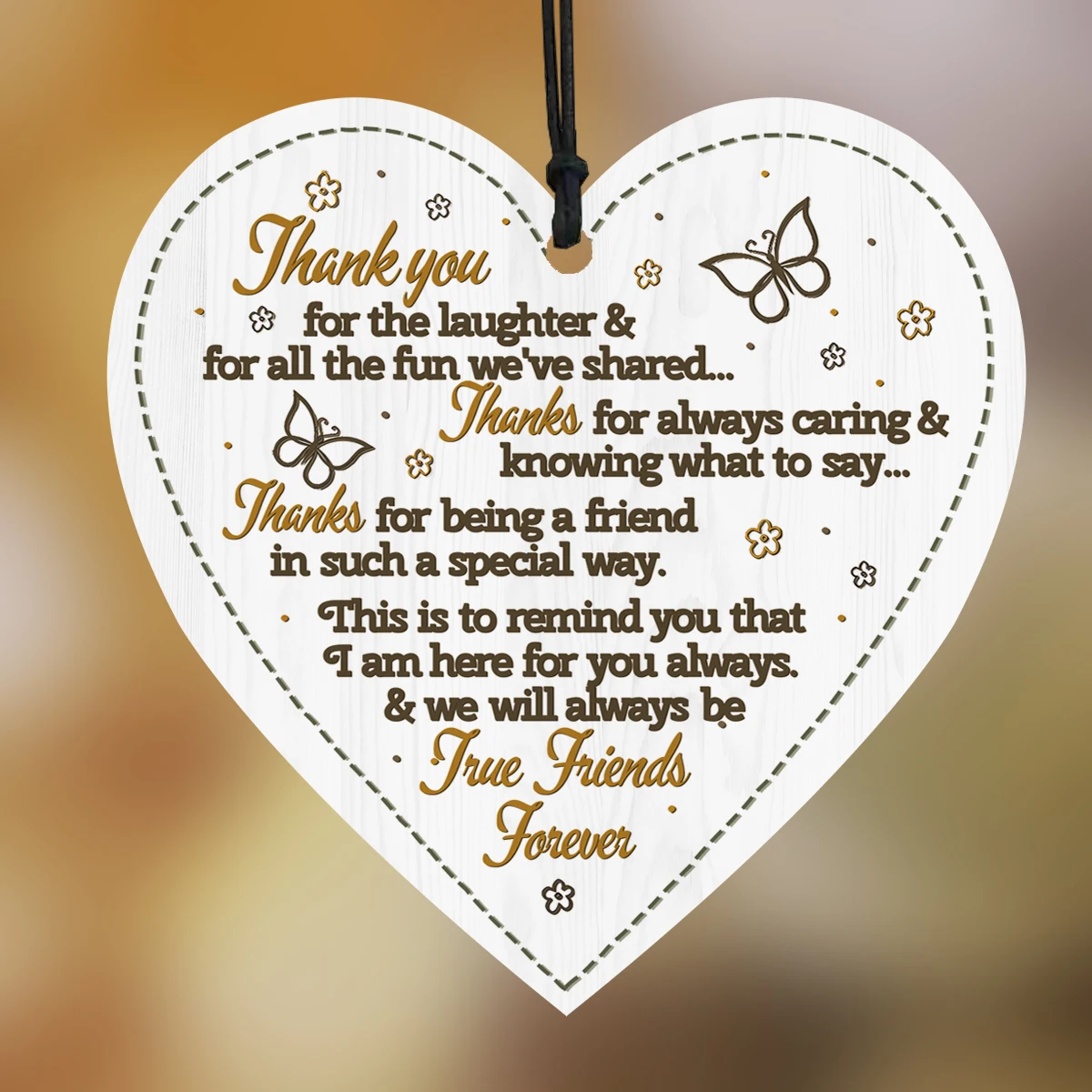 1Pc Simple Romantic Style Wooden Hanging Sign Heart-shaped Hanging Tags for Colleagues Holiday Gift Thank you Sign