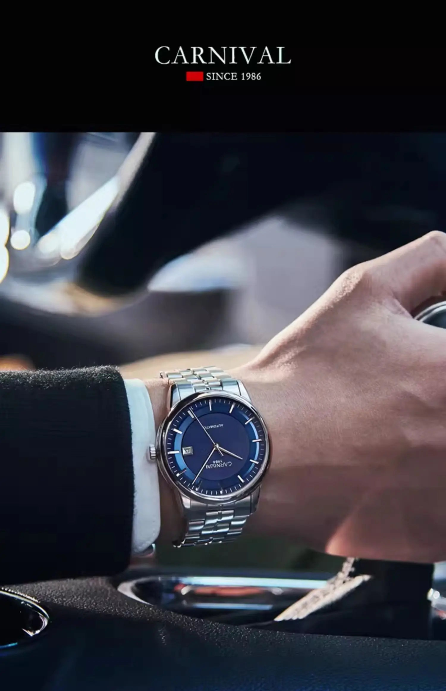 جديد سويسرا كرنفال اليابان استيراد التلقائي الميكانيكية العلامة التجارية الفاخرة ساعات رجالية الياقوت تاريخ السيارات الماس ساعة C5668G-D #5