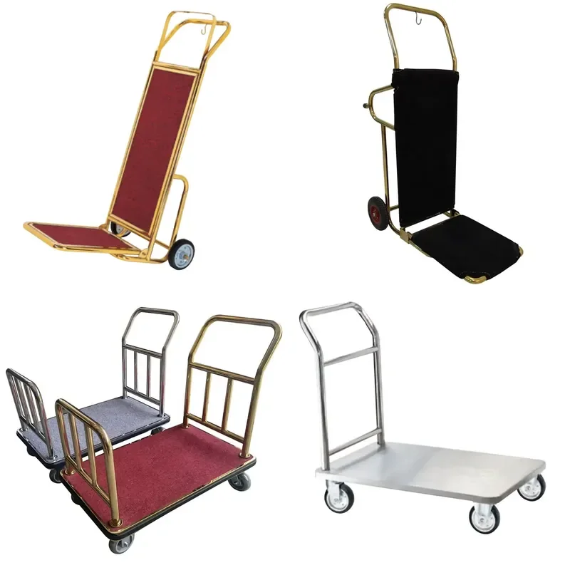 for C009 Modern Foldable Metal Luggage Cart Durable Hotel Lobby Trolley with Wheels for Hotels and Warehouses