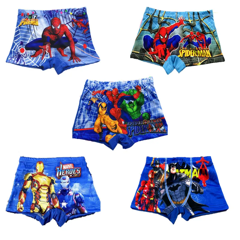 Culotte Spiderolk pour Enfant Garçon, Sous-Vêtement en Coton Imprimé de Dessin Animé Avengers, Cadeau de Noël