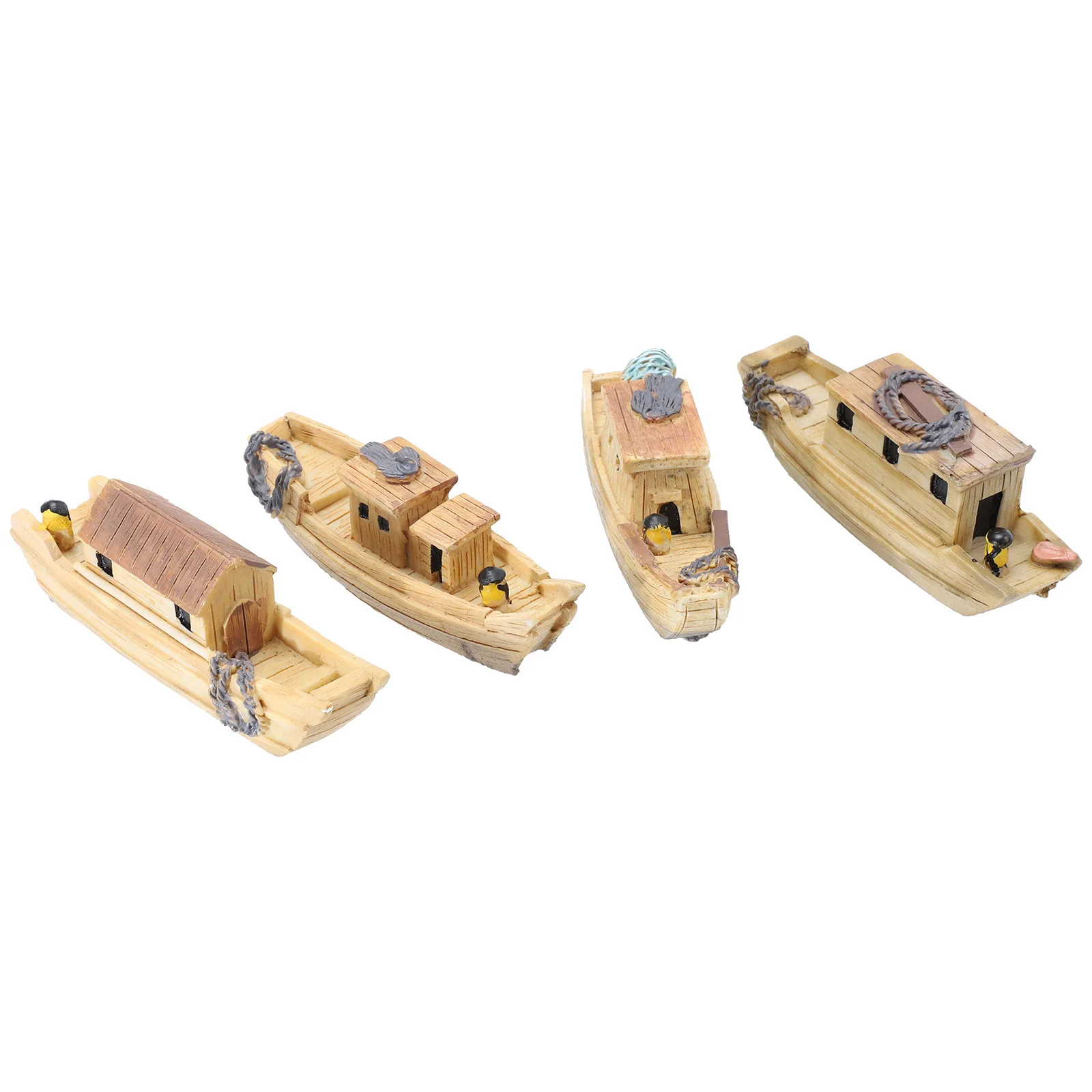

4Pcs Mini Resin Boat Decorations Realistic Micro Landscape Accessories Fairy Garden Ornaments Home Outdoor Crafts