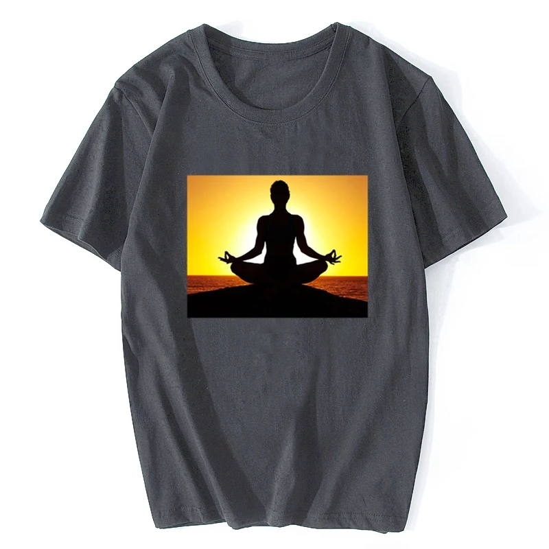 heavyweight  Informal  Sun Yoga Meditation Sun Greeting Men T Shirt Black Cool Casual Pride T-Shirt Unisex Fashion Tees