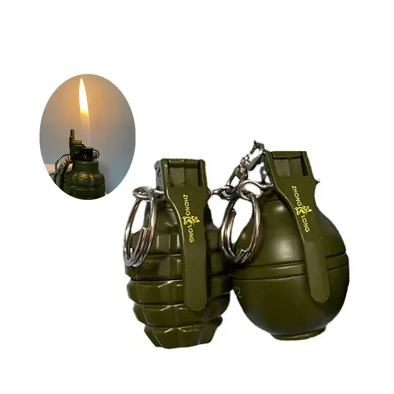 Mini Grenade Model Inflatable Lighter Metal Butane Gas Grinding Wheel Open Flame Lighter Cigarette Accessories Smoking Gift