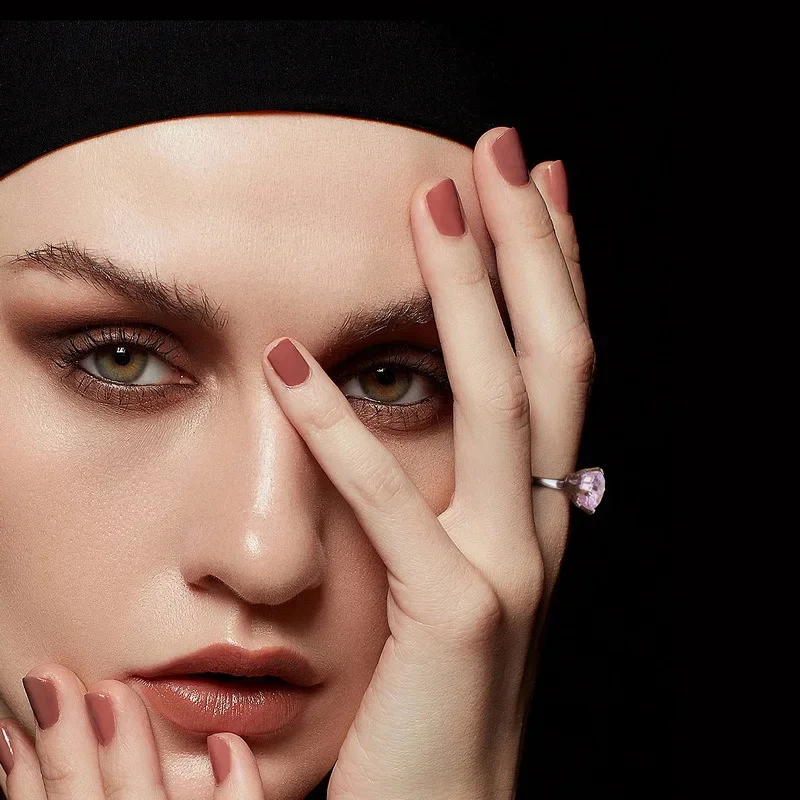 خاتم وردي جديد S925 طقم ذهب عيار 18 قيراط مطلي بالفضة مع حجر كريمة وردي PT950 خاتم مويسانيتي بلاتيني