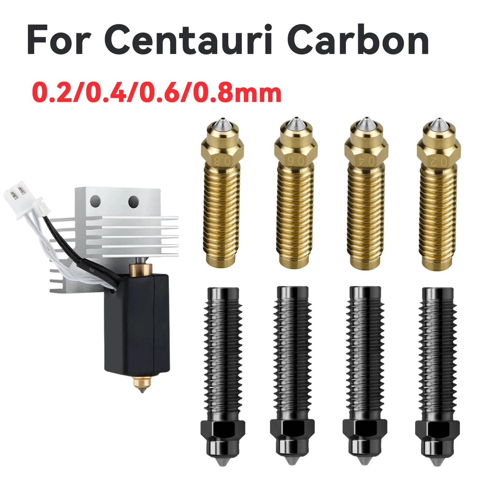 

Centauri Brass Bimetallic Hardened Nozzle For Elegoo Centauri 0.2/0.4/0.6/0.8mm Hotend Nozzles For Centauri Carbon 3D Printer