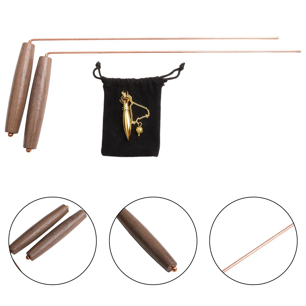 

1pcs Copper Divining Rod Kit Natural Walnut Handle Divining Rod Pendulum For Divining Water 12.6 X 5.12 X 0.79 Inches