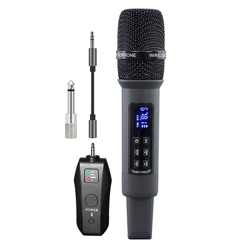 UHF Wireless Handheld Dynamic Karaoke Microphone Bluetooth Receiver Performing Professional Home Reverb High and Low Bass Mic