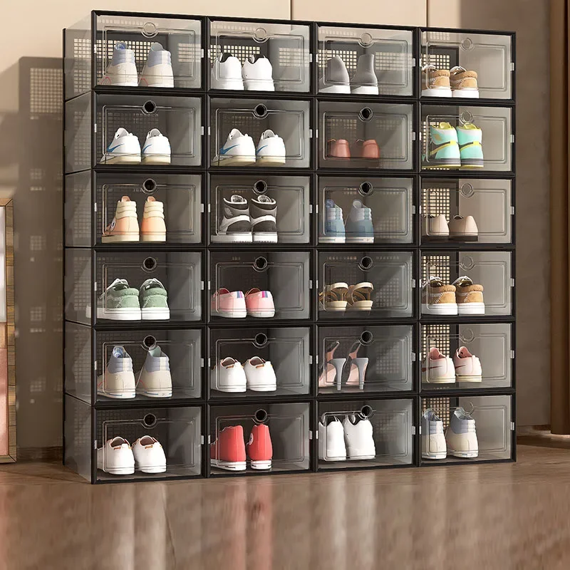 Plastic transparent shoe box for storing dust and moisture in living room, dormitory, shoe box for shoe storage