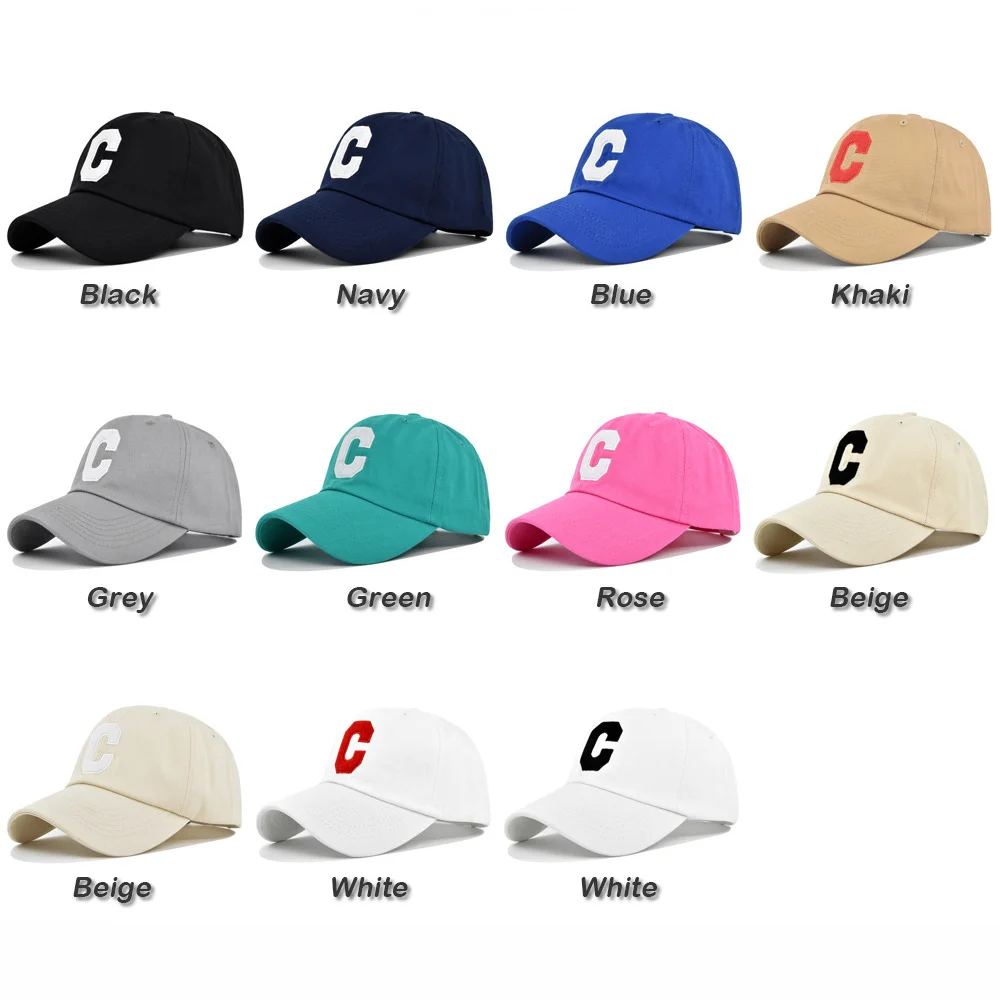 High Quality Cotton Baseball Caps Embroidery Letter C Strapback Hats Fashion Women Men Outdoor Curved Brim Visor Cap Gorras