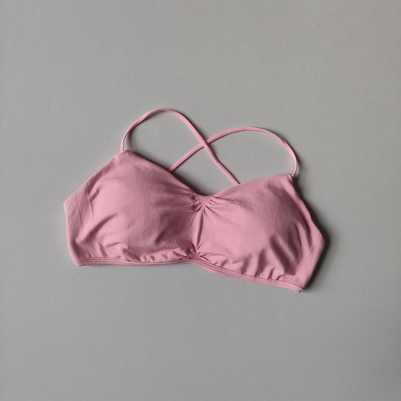 Nahtloser Sling-BH für Damen, dünne Schulterträger, Fitness-Sport-Yoga-Bekleidung mit Brustpolster, Pilates-Unterwäsche, Trainingskleidung – Detail 3