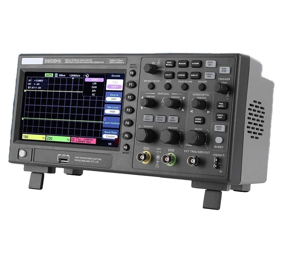 Dso2d15 Digital Oscilloscope Meter Desktop Oscillograph Oscillometer 7 Inch Tft Lcd Screen 2ch+1ch Channels