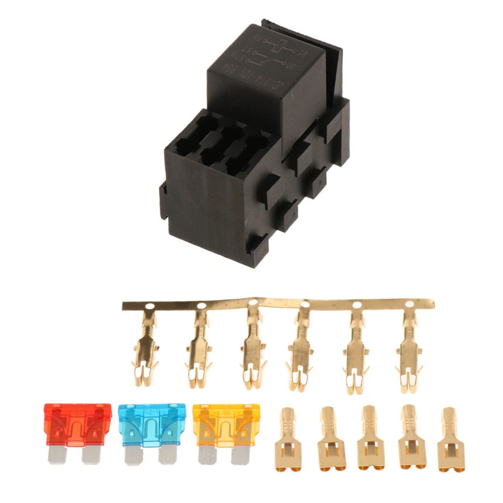 Heavy Duty 4Slot Relay Fuse Holder Box  25A Relay Seats  3 Fuse Slots  Easy Installation Perfect for Marine  Truck  SUV  Camper