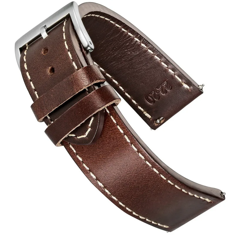 100% Genuine Leather Watch Band 18 19 20 21 22mm Quick Release Soft Wrap Horween Cowhide Straps For Men Women