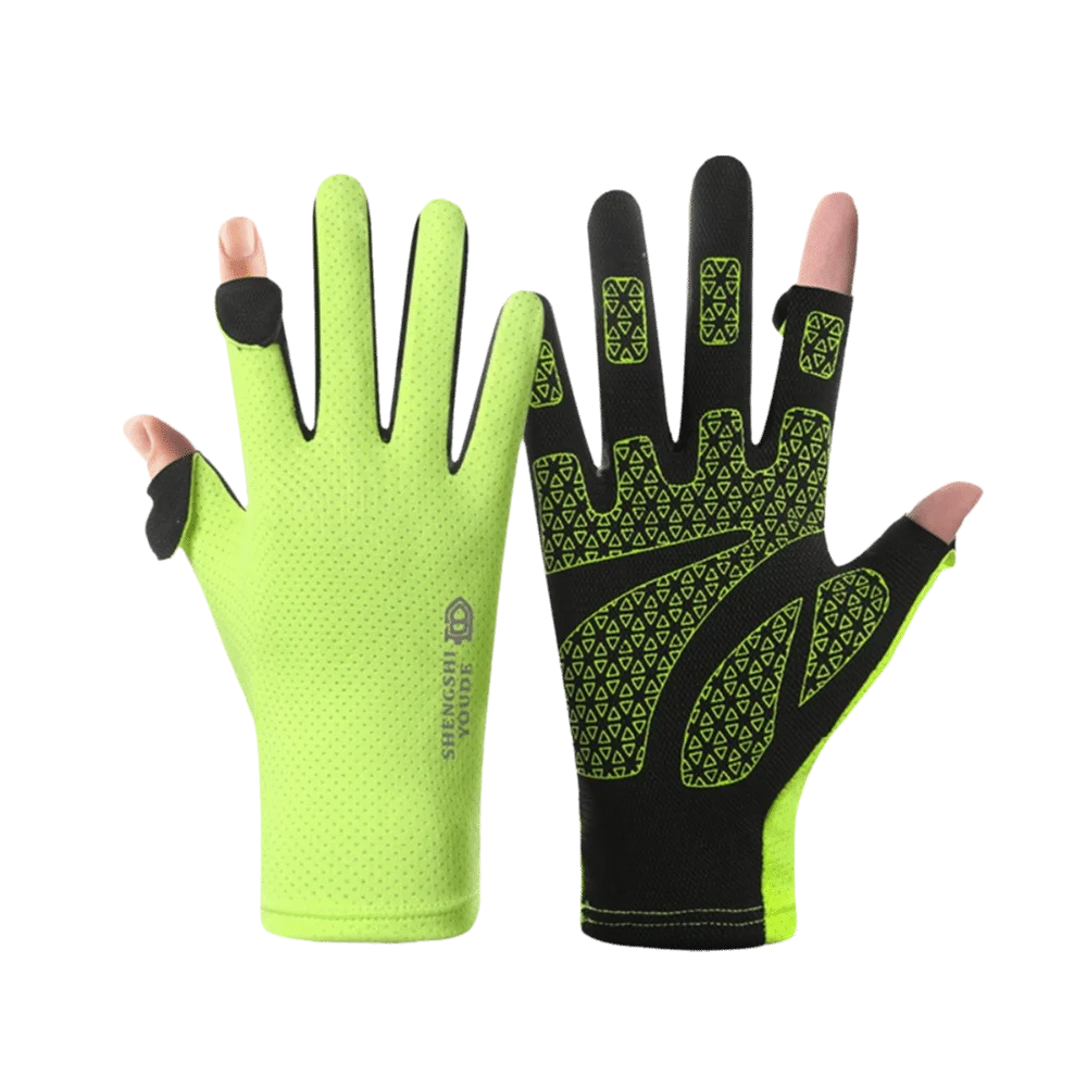 

Thin Sunscreen Cycling Gloves Large Size Slip Resistant Anti-UV Ice Silk Driving Gloves Nylon Two-Finger Exposed