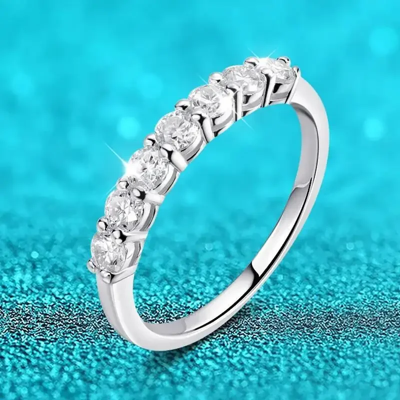 TY 0.7CT 3mm Gemstone Moissanite Rings for Women S925 Silver Matching Wedding Diamonds Band Stackable Ring White Gold Gift