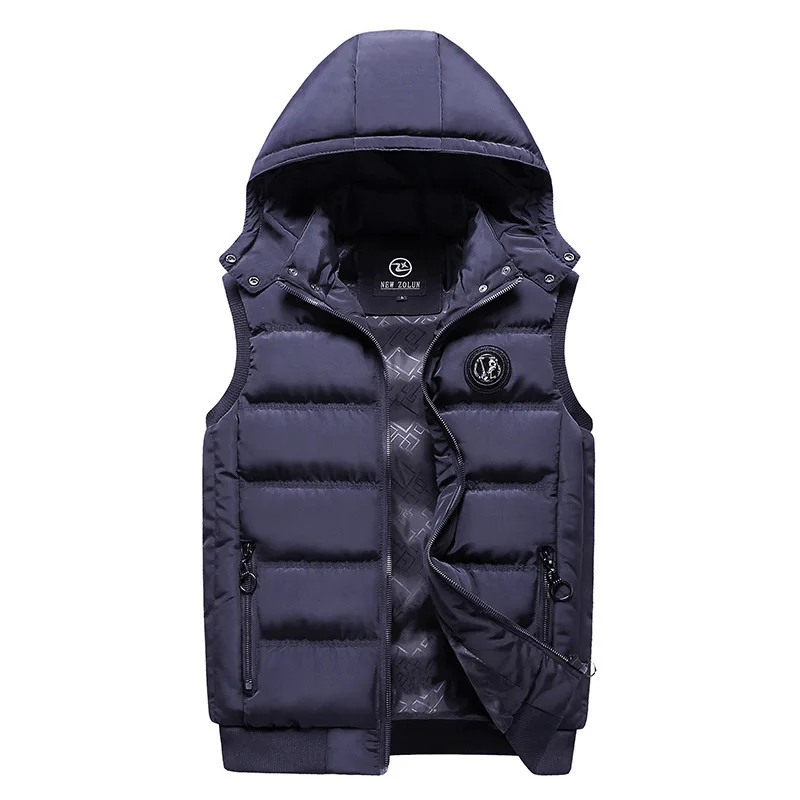 #3601 Khaki Black Blue Red Waistcoat Men Hooded Vest Duck Down Vest For Men Slim Thick Warm Sleeveless Coat Autumn Winter Vest