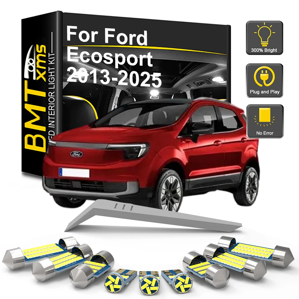 13Pcs Vehicle LED Interior Dome Map Reading Light Bulb Kit For Ford Ecosport 2013- 2017 2018 2019 2020 2021 2022 2023 2024 2025