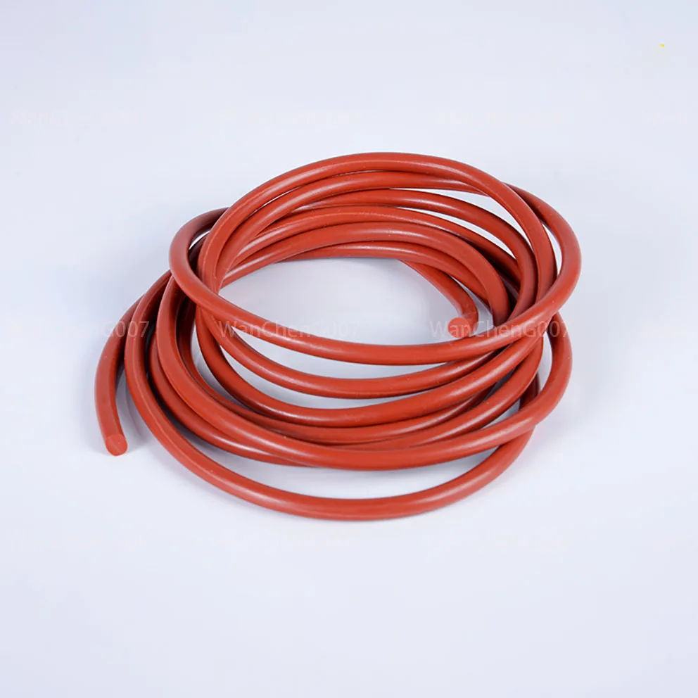 Red Solid Silicone Seal Strips, Rubber Gasket, O Ring, Round Rod Diameter 1-25mm, High Temperature Resistant, 1m, 5m, 10m