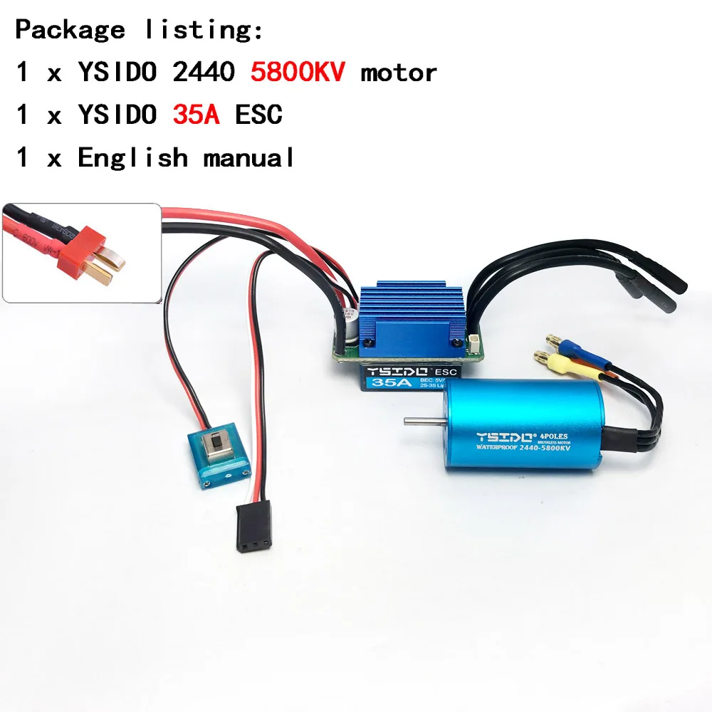 2435/2440/2838/2847 borstelloze motor 35A/45A ESC-combo voor Wltoys 124016   Remo Hobby XLH Timaya Redcat 1/12 1/14 1/16 RC Bootauto