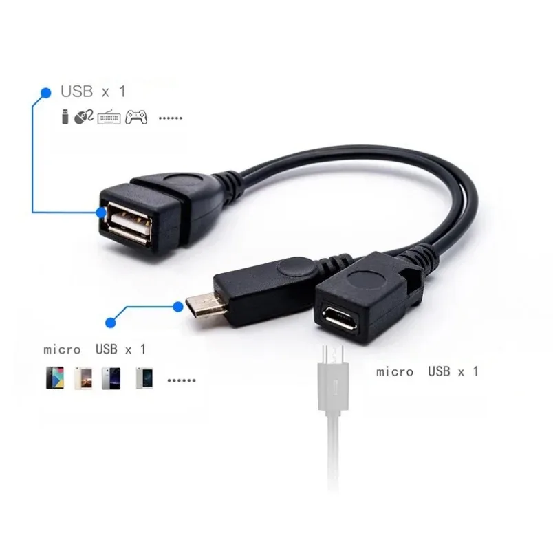 VIKEFON 2 in 1 OTG Cable Replacement  with Micro USB Power for Fire Stick 4K Compatible with Android Phone Tablet Micro USB Host view 5