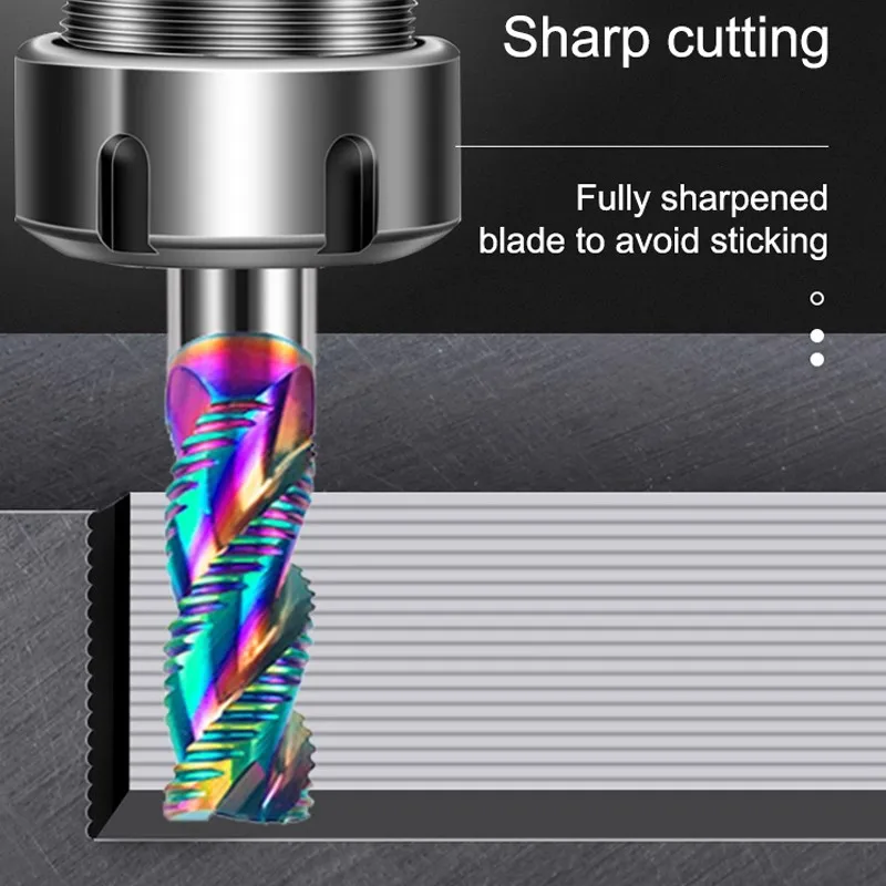 YIFINO HRC60 3-Flute Tungsten Steel Carbide Colorful Coating End Mill For Aluminum CNC Machining Roughing Milling Cutter Tools