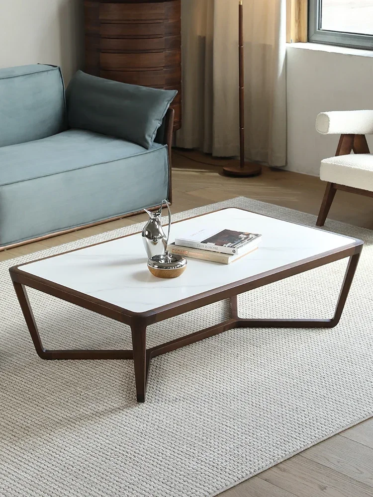 Coffee Table Minimalist Stone Plate Tea Table Living Room Home Solid Wood Tatami Tea Table