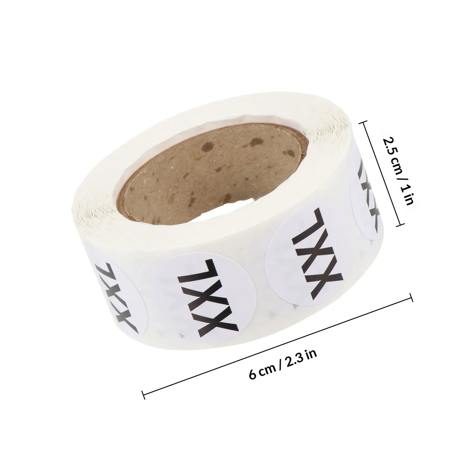 3500Pcs Clothing Size Labels Round Shape Self-Adhesive Size Stickers White Background Black Text for Fabric Plastic Paper