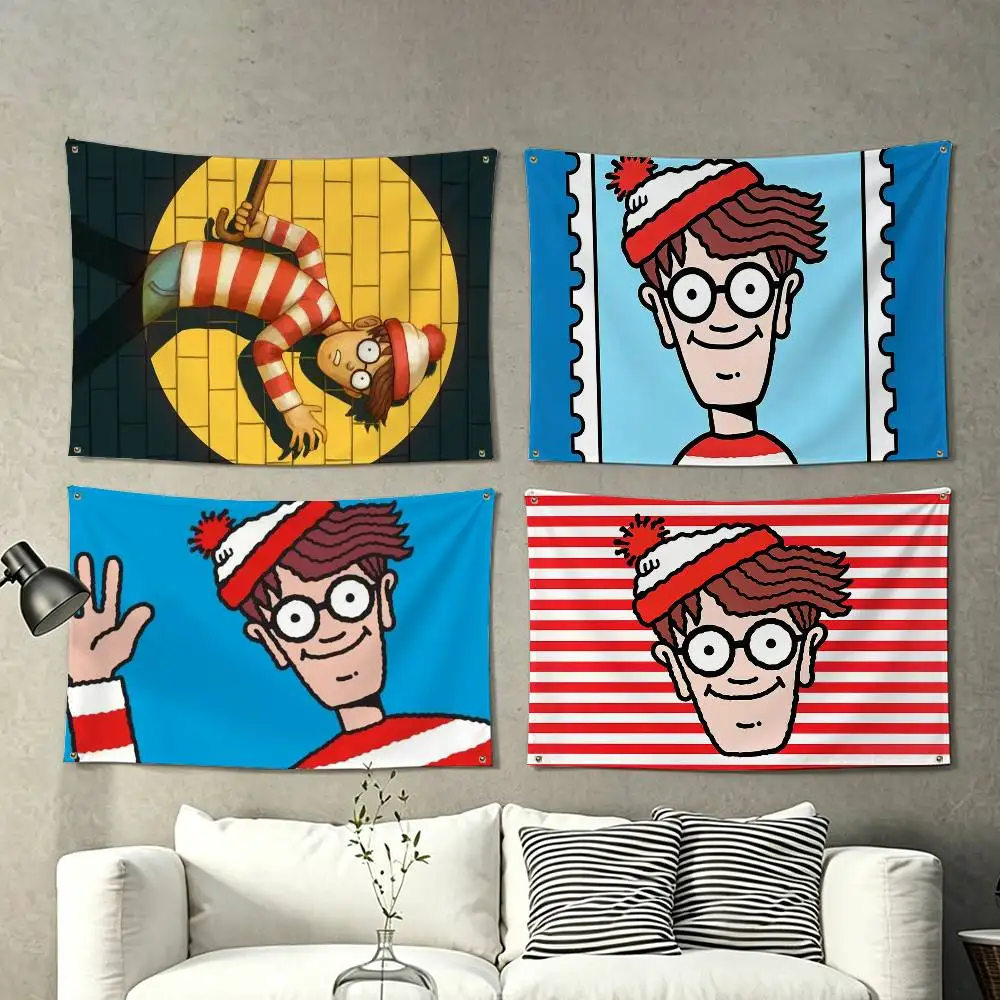 Game Wheres W-WallyS Waldo  Flag Suitable For Party Club Outdoor Interior Wall Decoration Banner Fans Gift