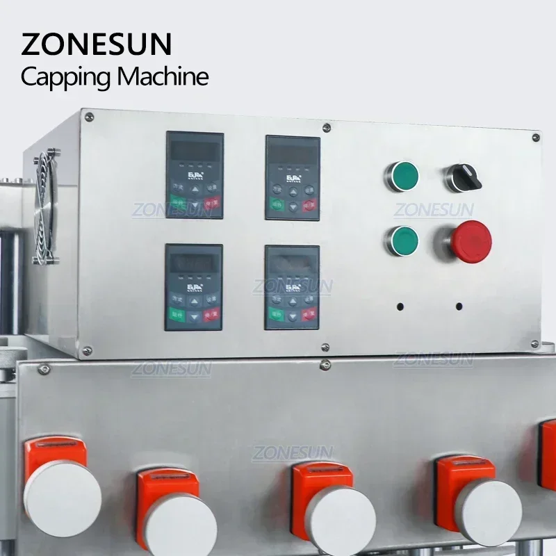 ZONESUN ZS-XG440B High Speed Pneumatic Capping Machine Twist Off Screw Capper for Plastic Glass Bottle Jar Fliptop Spray