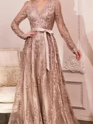 Robe élégante rose or pour mère de la mariée, demi-manches, occasion formelle, fête de mariage, été 2023