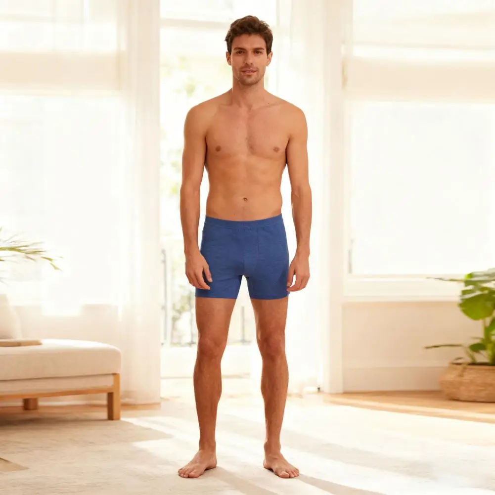 Durable Men Boxers Boxer Underwear Elastic Mid-rise U-convex Sports Shorts Anti-wear Extended Leg Panties for Sleepwear Active