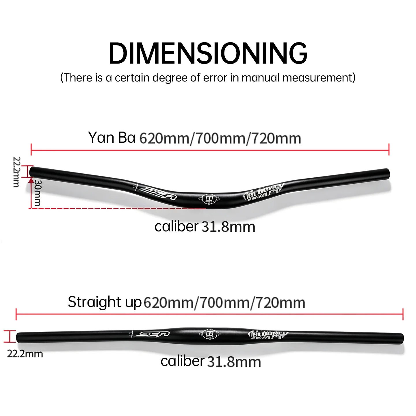 BLOOKE 31.8mm MTB Handlebar Aluminum Alloy Straight/Riser AM Downhill Bar Set for Cycling