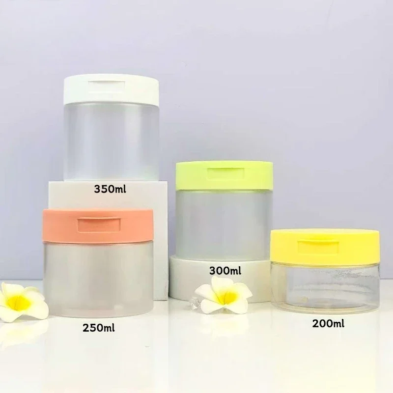 200-350ml Makeup Remover Pad Jar With Tweezers Round Clear Container Jars Empty Bottle Wide Mouth Flap Bottle Storage Lotion