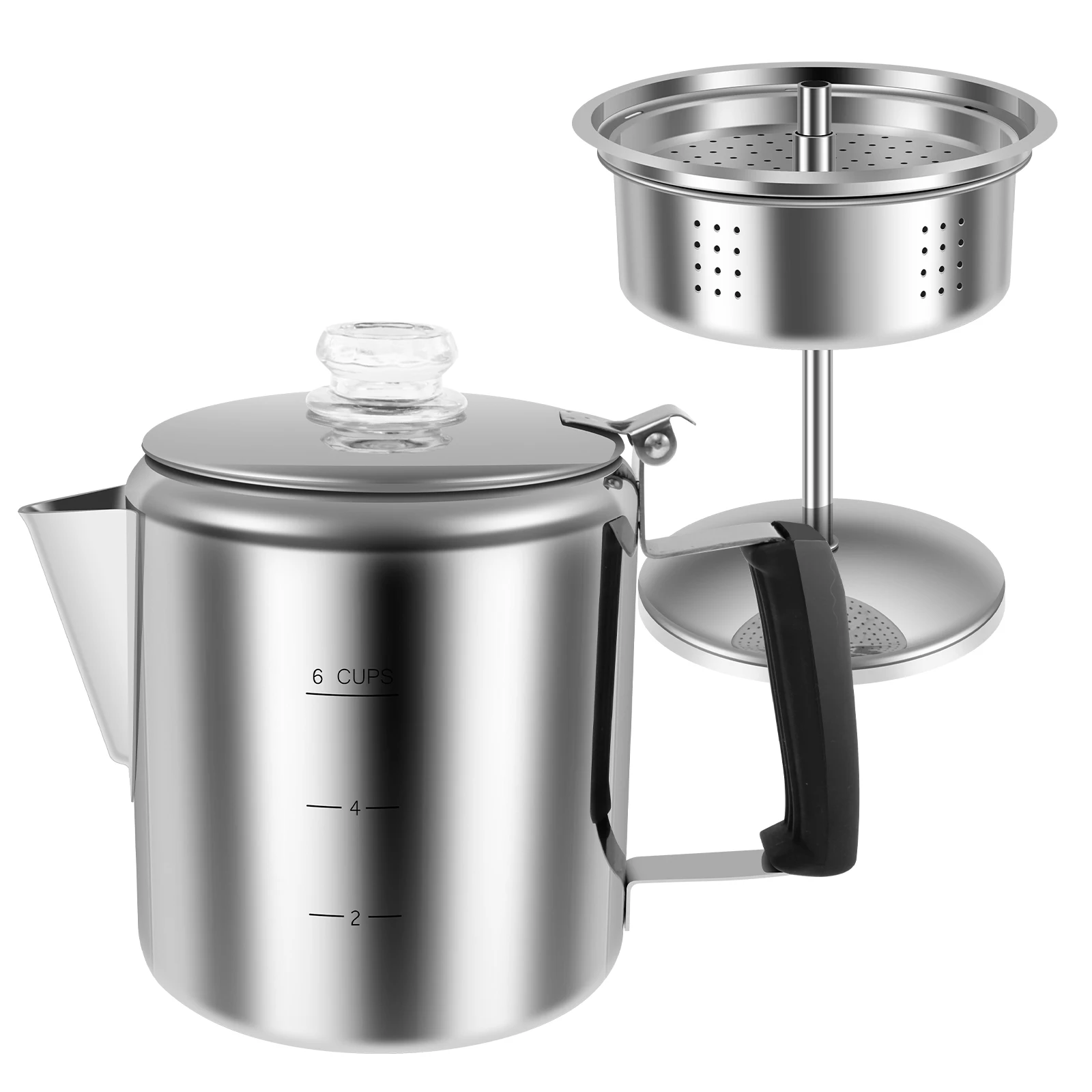 

Stainless Steel Coffee Percolator with Permanent Filter Basket Stovetop Coffee Percolator Camping Coffee Pot for Brewing Coffee