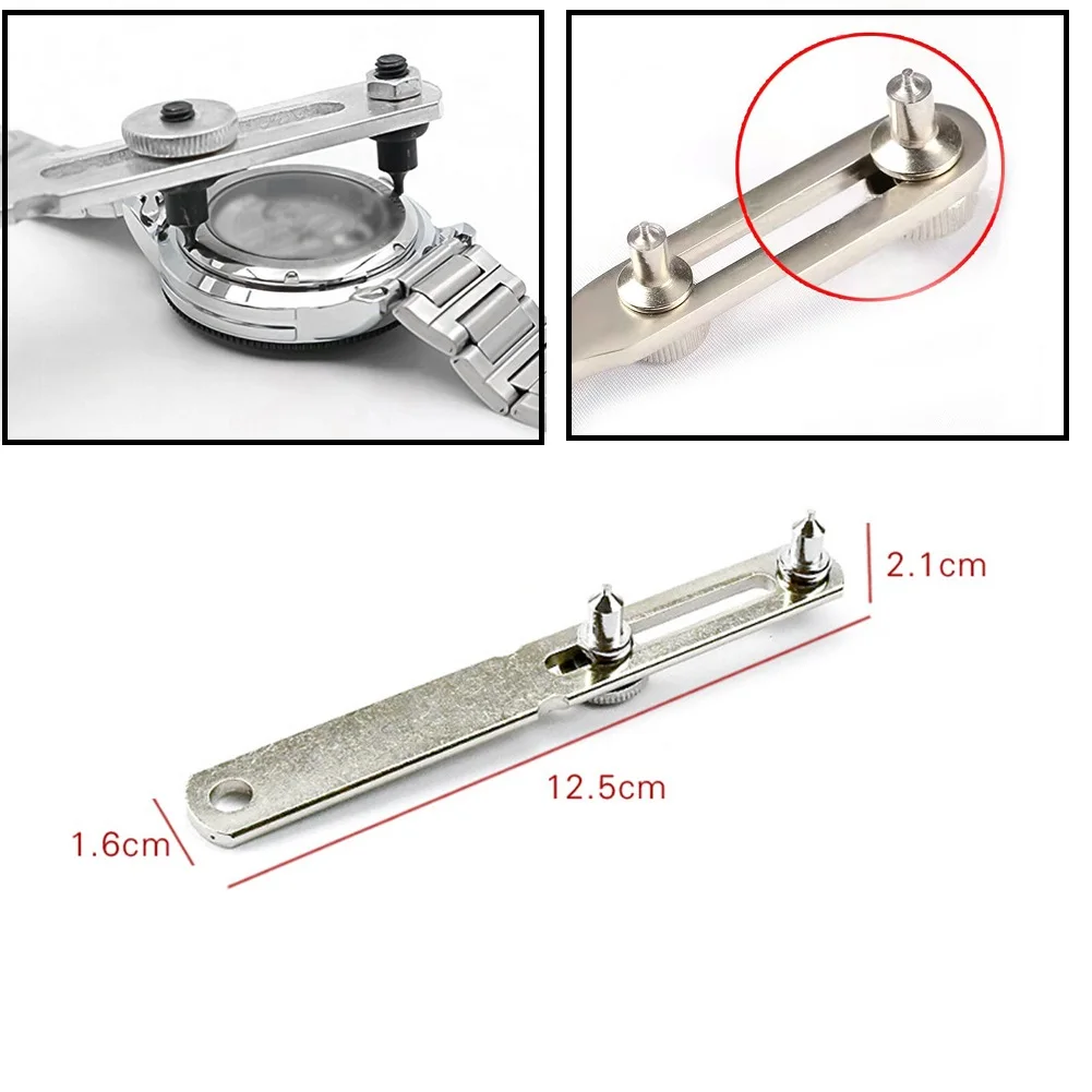 Watch Repair Kit Stainless Steel Adjustable Back Case Opener Cover Remover Screw For Watchmaker Open Battery Change Tool