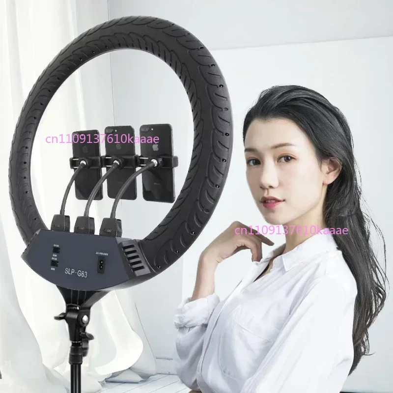 

G63 22 Inch 56cm 600PCS LEDs 80W LED Ring Light with 3pcs Phone Holders 200cm Anti-foldable Tripod Stand Bag Kit