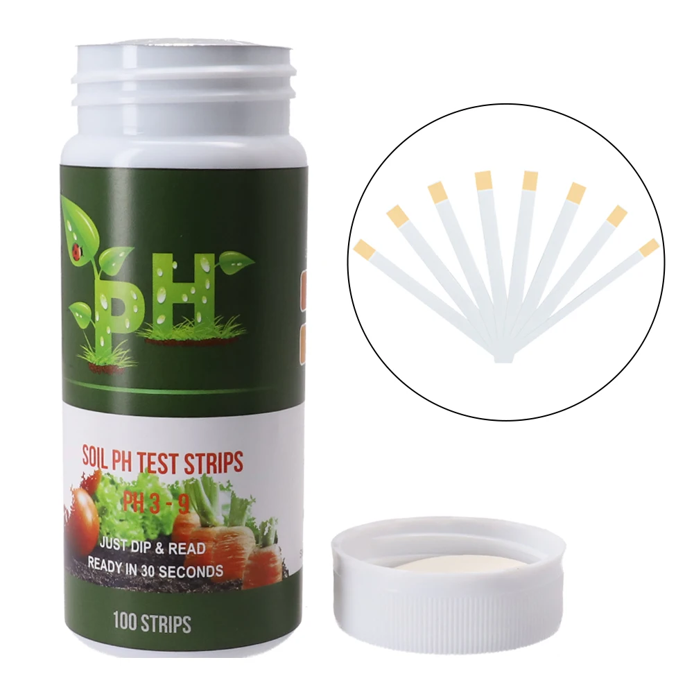 100pcs Soil PH Strips Kit for Garden Plant for Moisture Water Light Tester Paper Indoor Outdoor Lawn Flower Vegetable Analysis