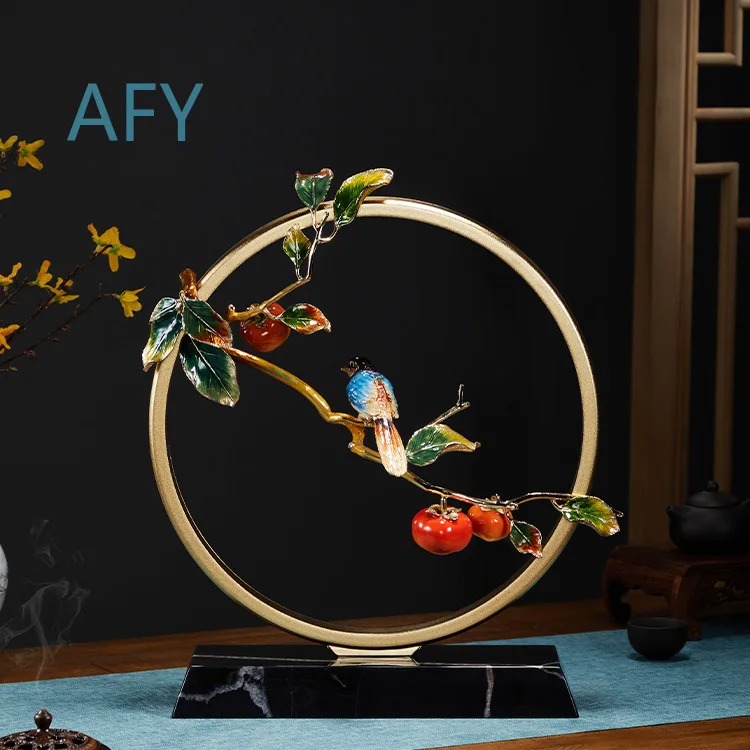 New Chinese Style Enamel Color Decoration for Living Room Entrance Hallway Lucky Symbol Ornament for Home Display Shelf Wine