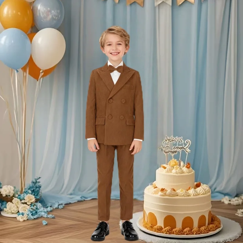 Children's Suit Set Autumn Winter Boys' Host Speech Piano Performance Costume First Birthday Flower Boy Formal Wear