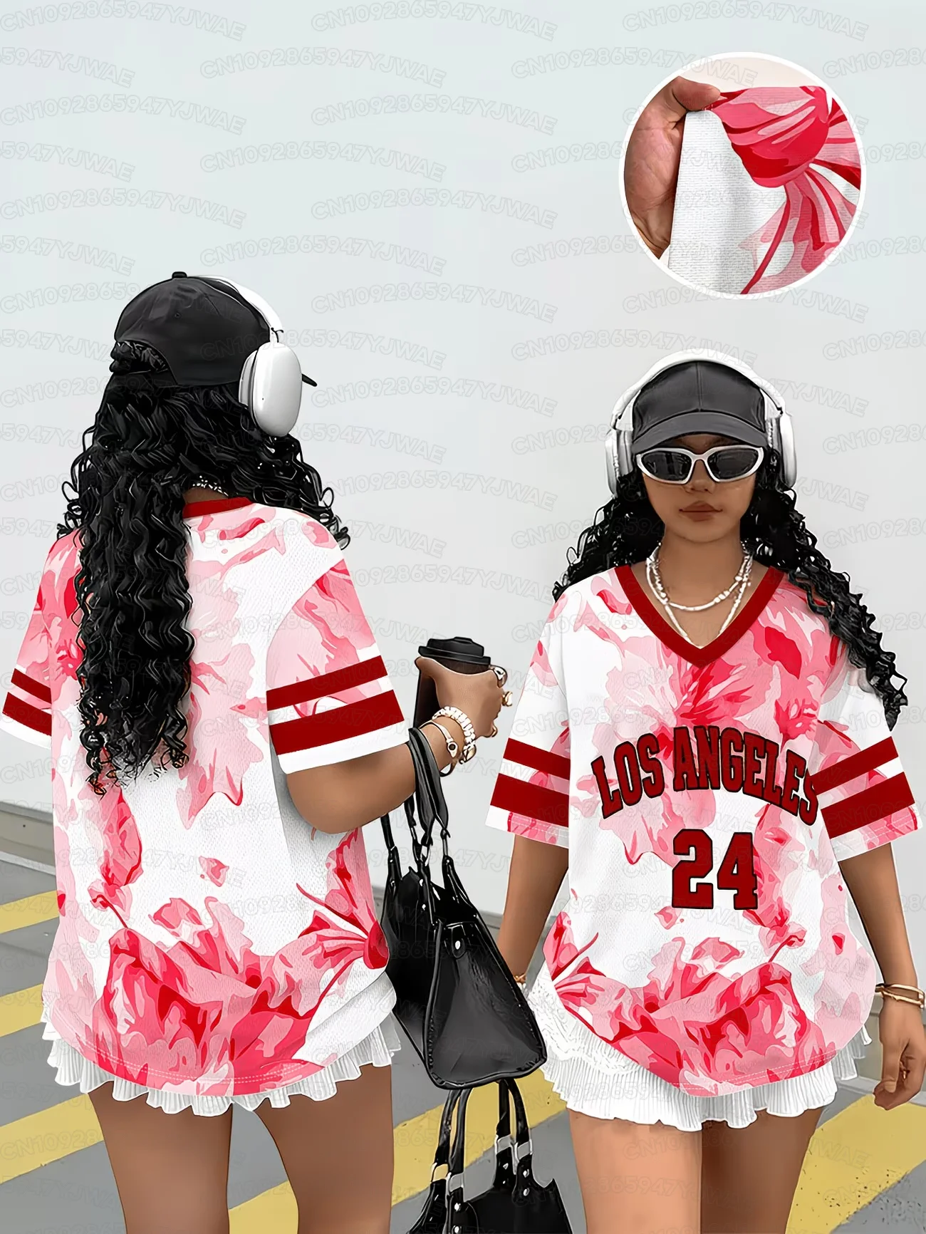 Summer Women's Men's Los Angeles Print V-Neck Short Sleeve T-Shirt Summer Graphic Tee Baseball Jerseys Plus Size Sport T-Shirt