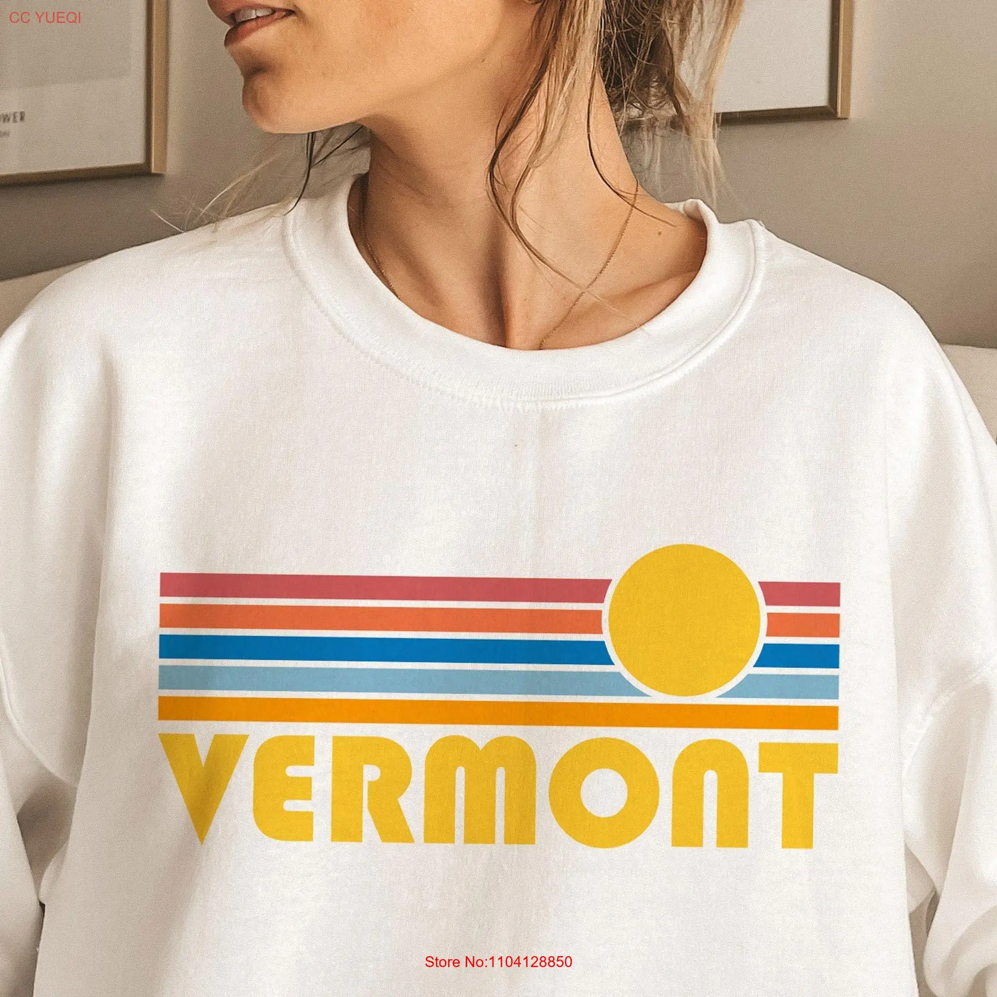 Vermont SweaT T Shirt Retro Sunset long or short sleeves