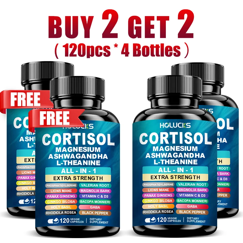 

HOLUCKS Cortisol Manager Supplement, with Ashwagandha, Magnesium, L-Theanine, Support Stress Relief, Mood, Sleep for Men & Women