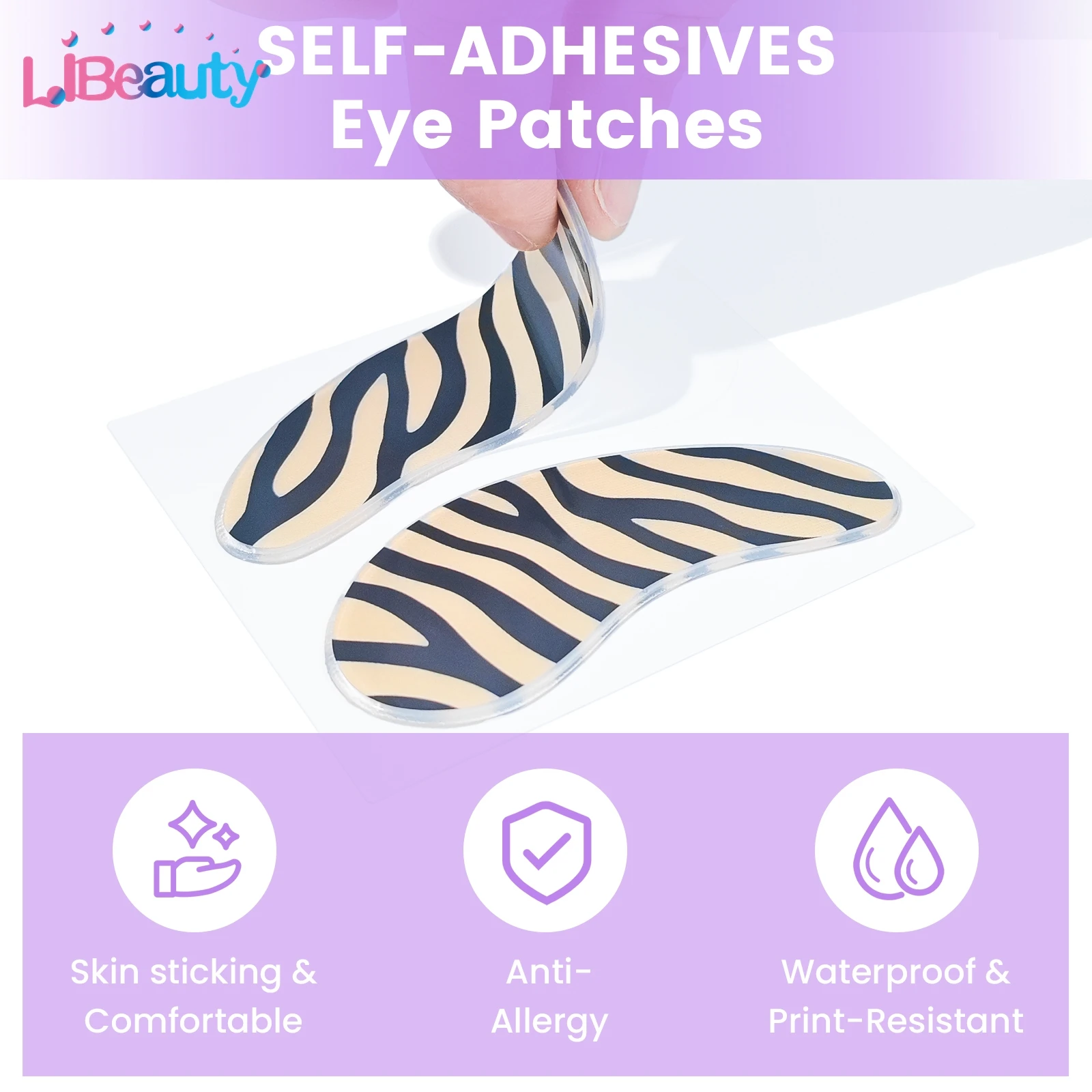 Libeauty silicone reutilizável remendos de olho listra almofada de olho extensão de cílios super pegajoso sob o olho gel remendo lashlifting maquiagem ferramenta