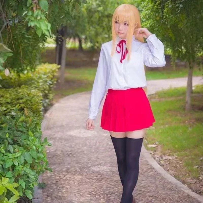 Himouto!  Umaru Chan Doma Umaru Cosplay Costume White Student Uniforms Short Skirt Set Halloween Christmas Party Dress Up Gift