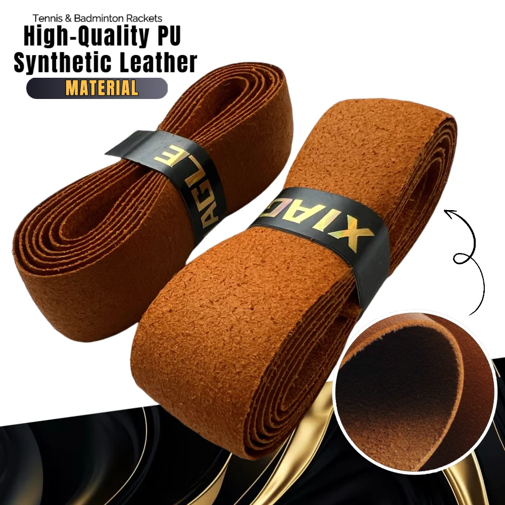 120mm Tennis Badminton Racket Grip Tape Brown Durable PU Synthetic Leather Sweat-Absorbing Non-Slip Shock-Absorbing