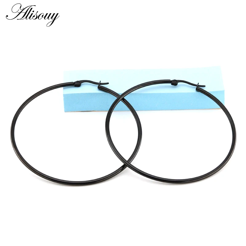 Alisouy 2PCS 15-75mm Hoop Earrings for Women Classice Round Gold Color Circle Women Jewelry Accessory Punk Brincos Pendientes image 5