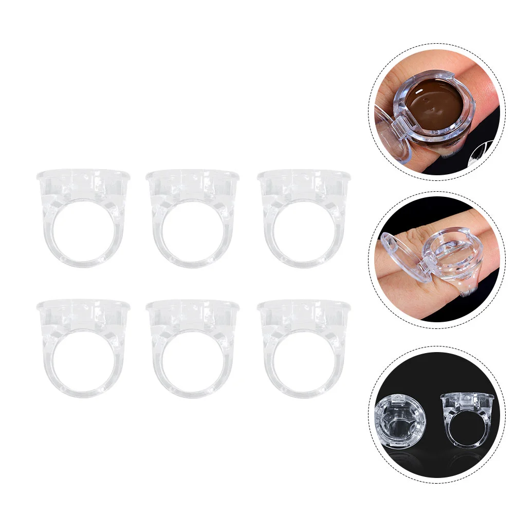 6 Pcs Ring Cup Pigment Fixture Kit Acrylic Solid Nail Palette Grafting Eyelash Tools