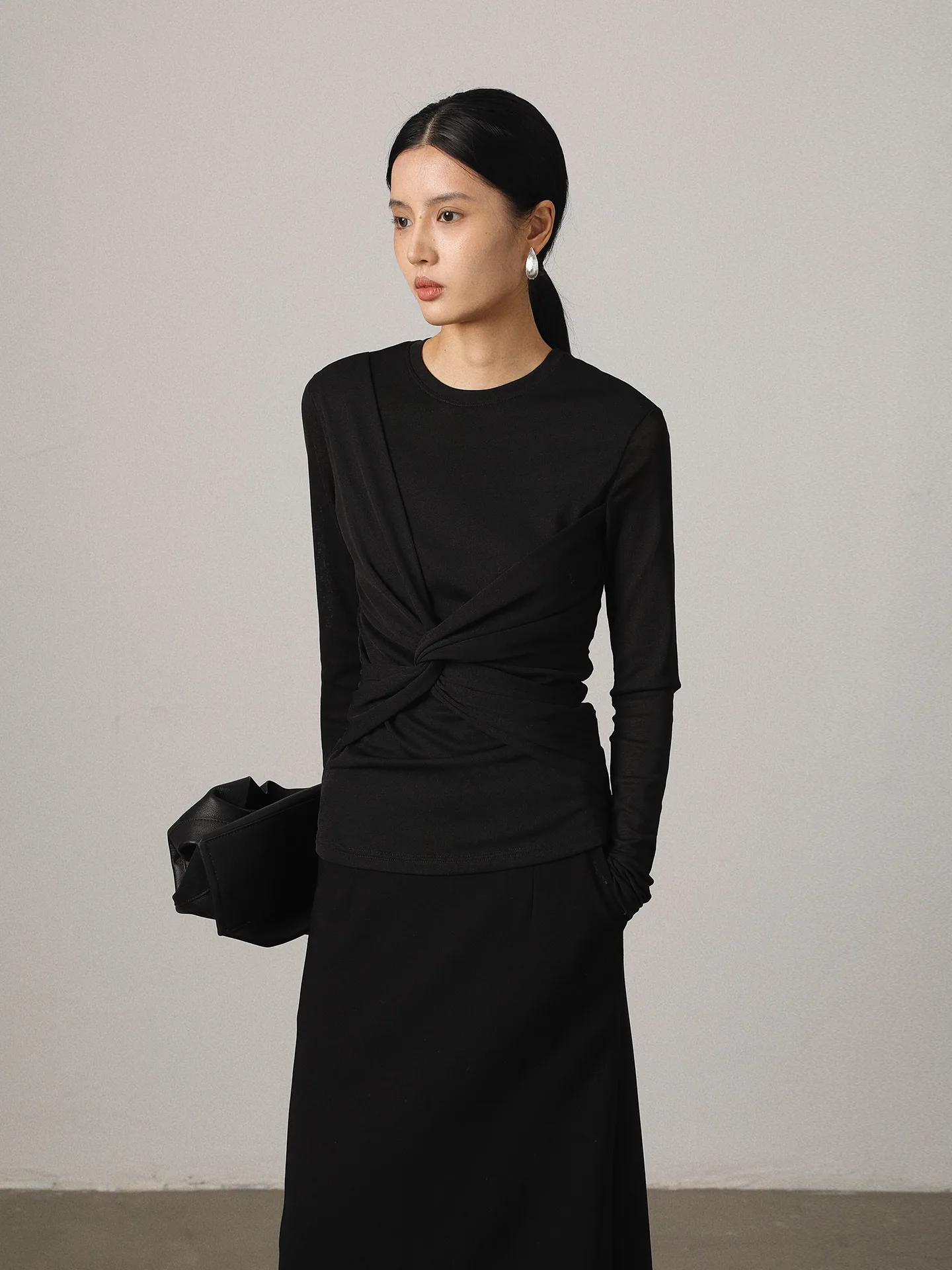 

Женский универсальный многослойный пуловер Vimore с узлом, деконструктивный дизайн, длинный рукав, круглый вырез, без застежек